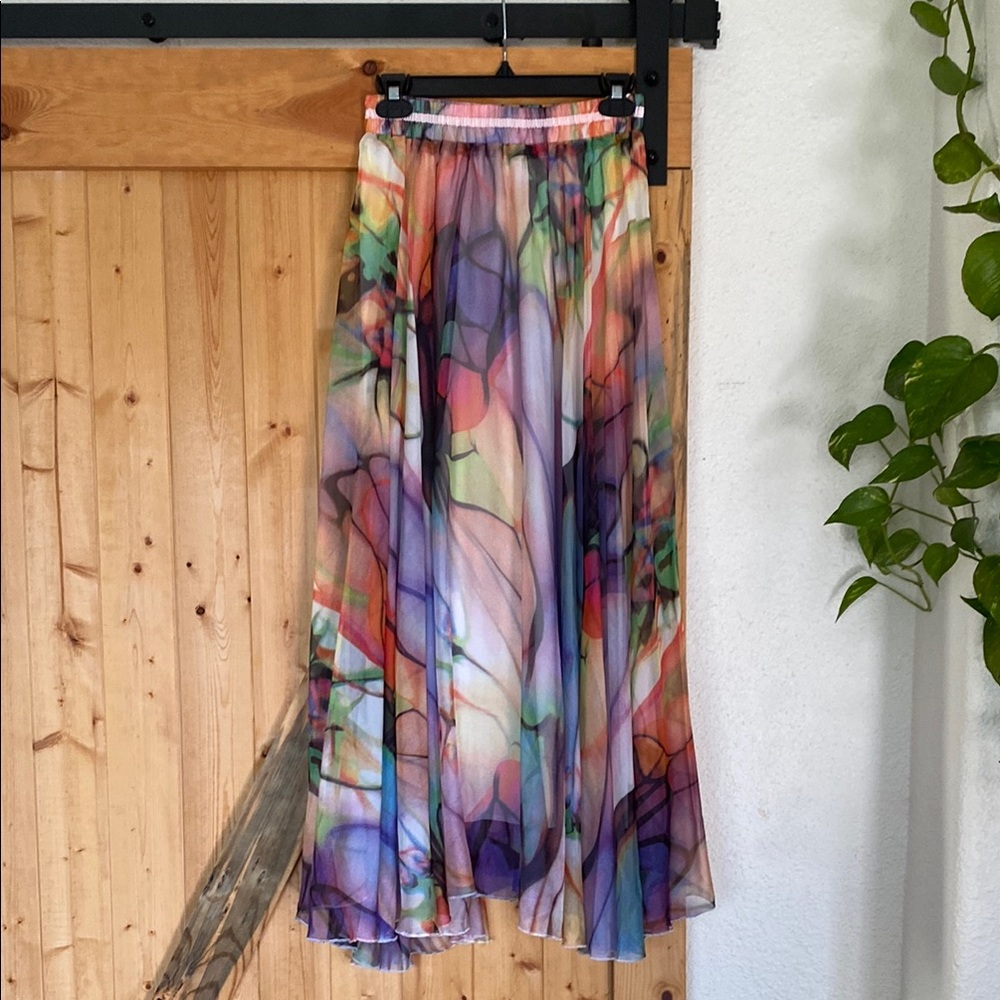 Colorful A-Line Maxi Skirt - Picture 1 of 8